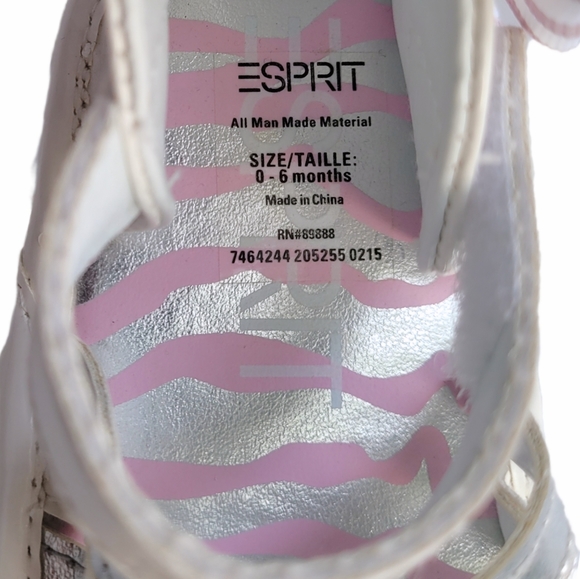 Esprit Sandals White Metallic Silver w/ Bow, 0-6M - Picture 6 of 7